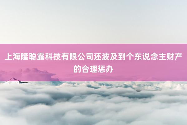 上海隆聪露科技有限公司还波及到个东说念主财产的合理惩办